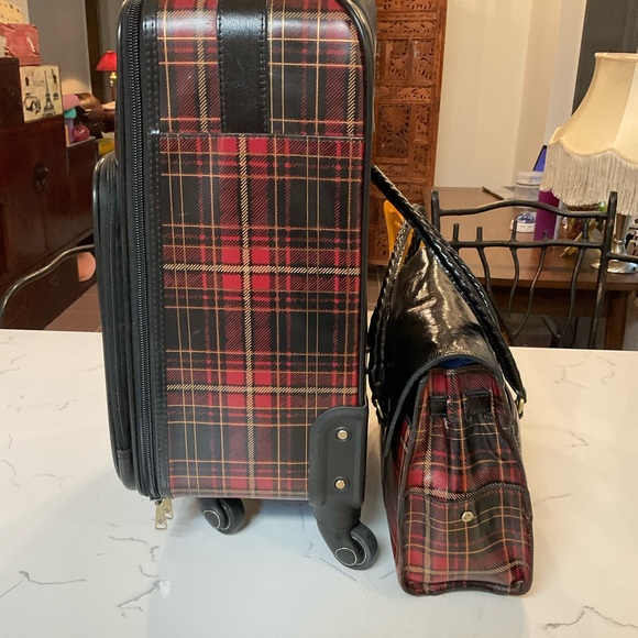 Patricia Nash Tartan Plaid handbag & Wheeled Carry on Luggage - Picture 5 of 15